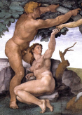 Adam and Eve before the Fall on the ceiling of the Sistine Chapel